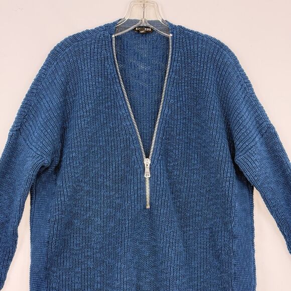 Express Women’s Size SP Blue Half Zip Knit Sweater - Picture 14 of 16